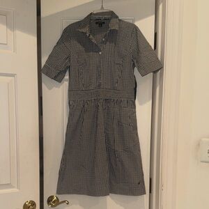 Nautica Black and White Gingham Midi Dress